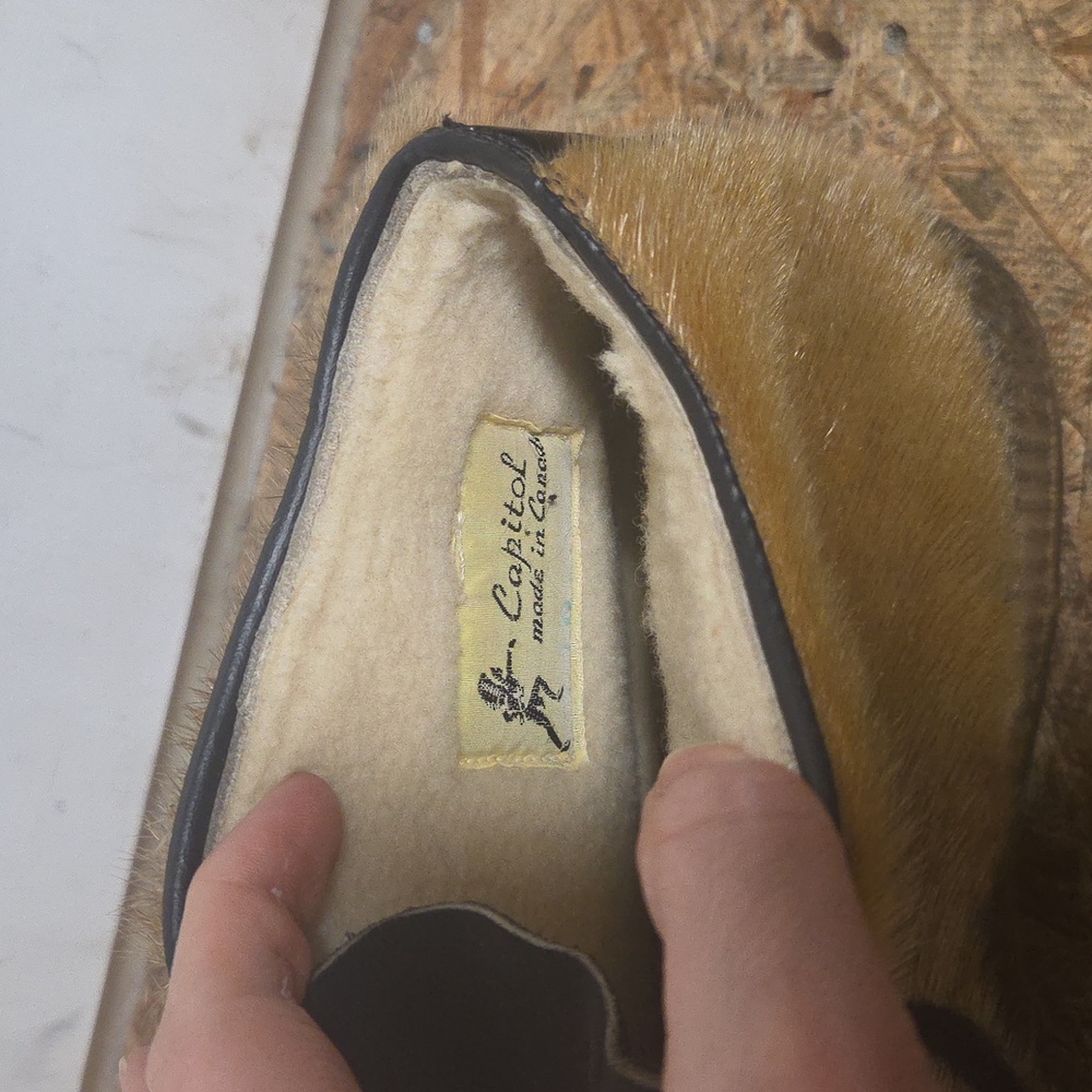 Vintage CAPITOL Made In Canada Fur Ankle Boots - Picture 3 of 5
